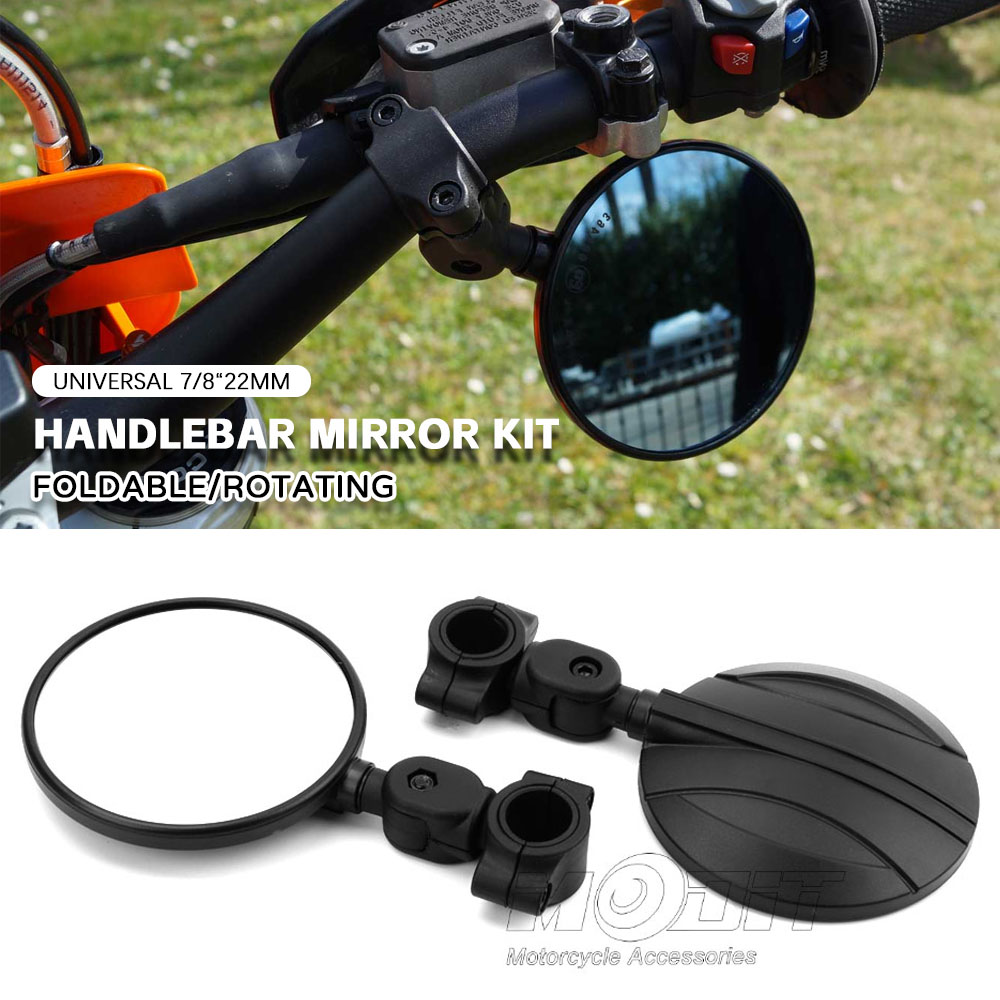 Uniwersalne lusterko wsteczne motocyklowe 7/8“22MM z regulacją obrotu, boczne okrągłe lusterko robić motocykli terenowych, supermoto, enduro
