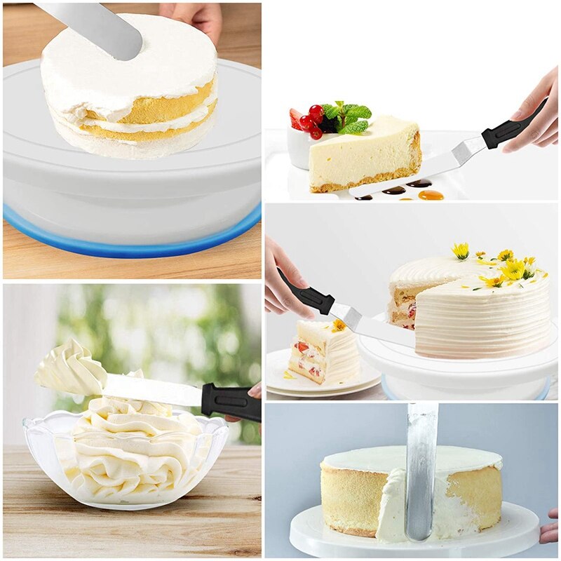 Rotating Cake Stand with 2 Icing Spatula,Cake Decorating Tool Supplies with 3 Icing Smoother,Cake Spinner for Decorating