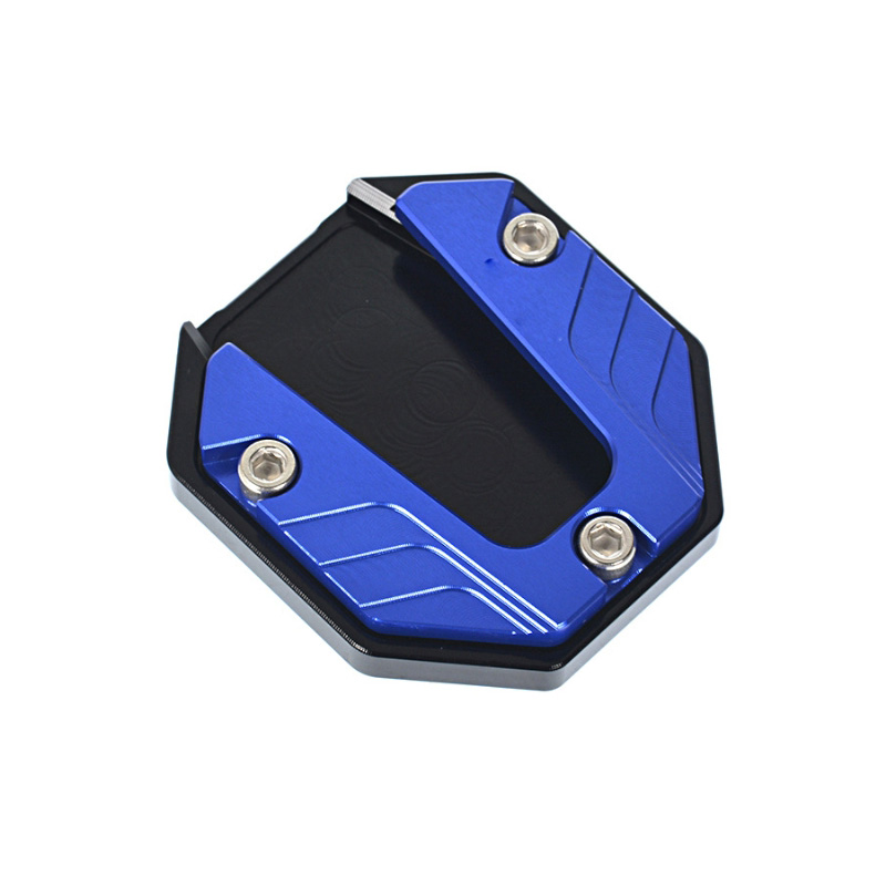 1 stks CNC Aluminium Motorfiets Kickstand Extender Voet Zijstandaard Extension Pad Anti-slip Ondersteuning Plaat Vergrote Basis: Blauw