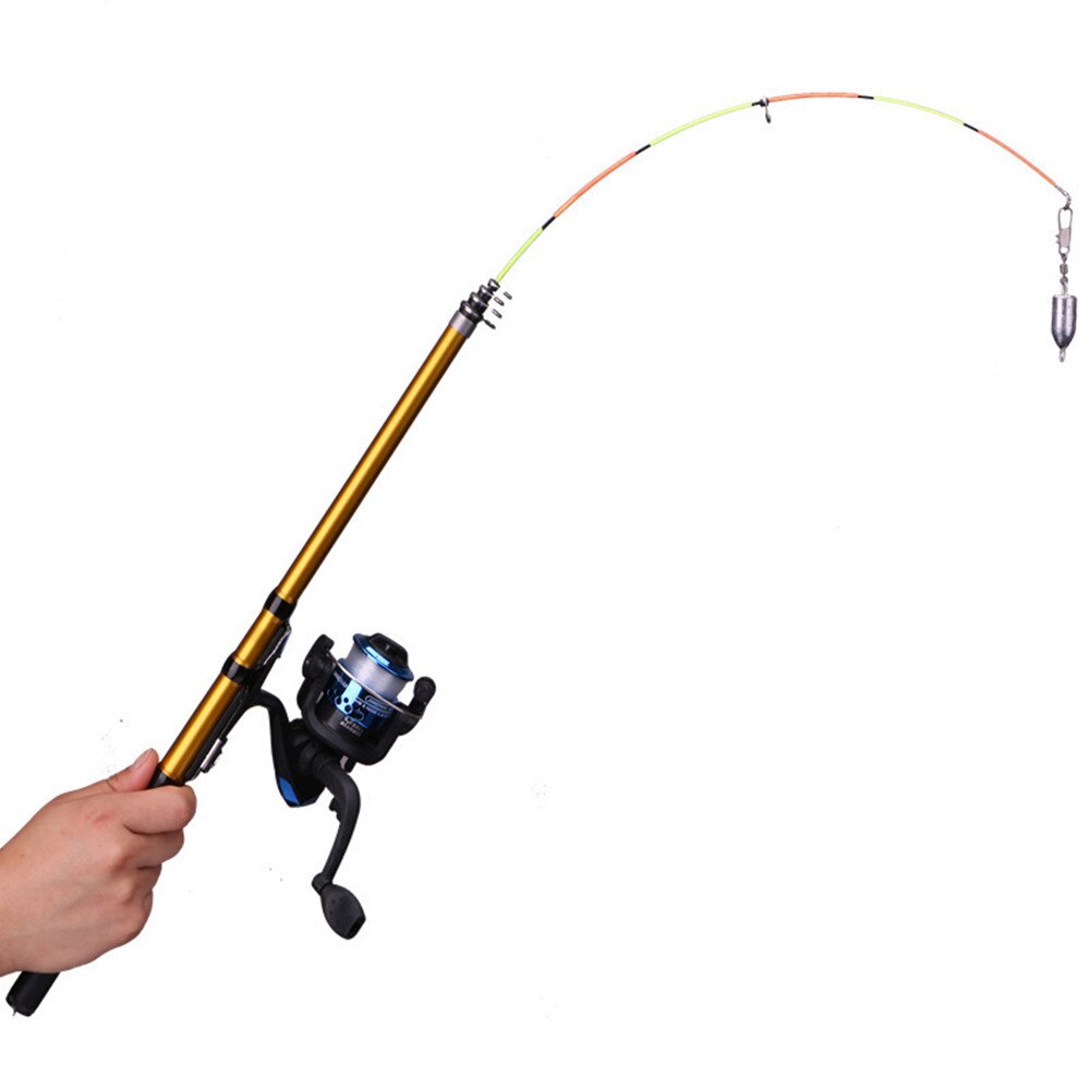 1,5 M-3,0 M Fshing Stange Rad Linie Combo einstellen Teleskop FRP Weichen schwanz Floß Stange Spinnen Spule Perfekte Angeln Bausatz: Stange und Spule / 2.1M