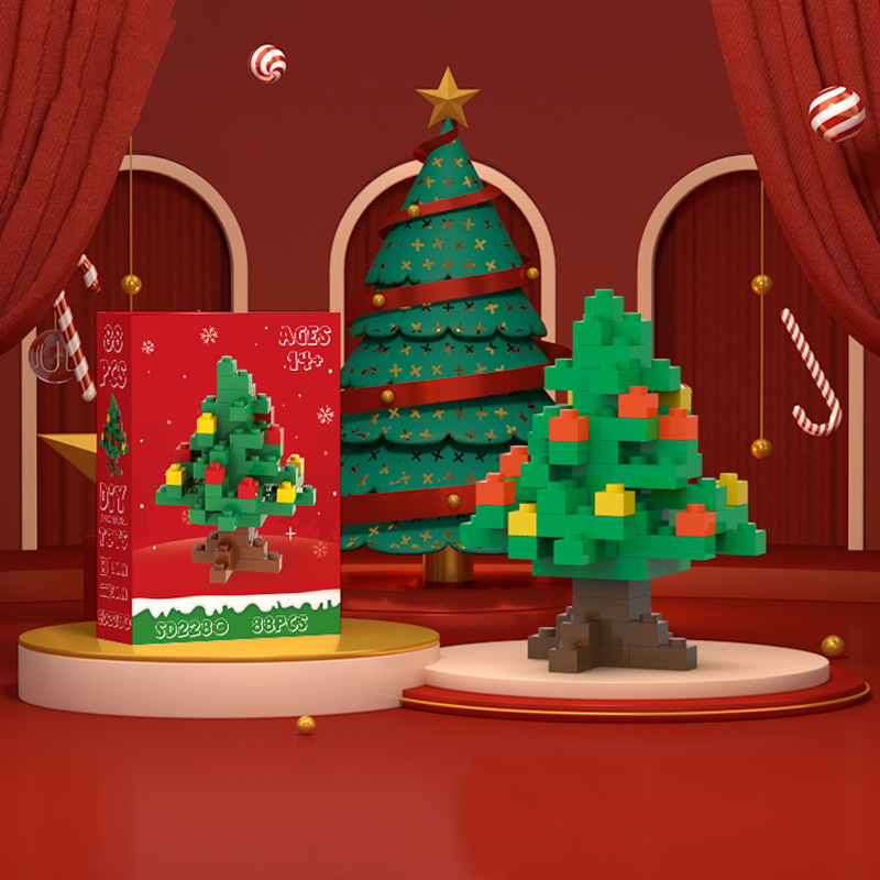 Christmas Series Of Particle Diamond Building Blocks Educational Assembling Toys Christmas Tree Santa Claus Small Ornaments: PURPLE