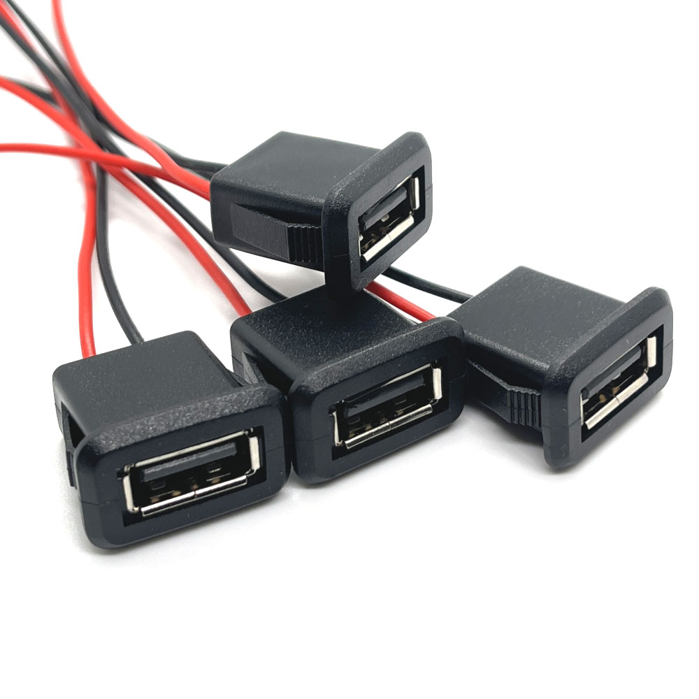 Conector de puerto de carga hembra USB 2,0 de 2/4 cables, conector de puerto de carga de 2 pines y 4 pines con Cable PH2.0, terminales eléctricos, enchufe de cargador USB