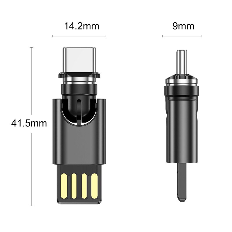 USLION 540 Rotation Mini USB Converter Magnetic Charger For iPhone 11 13 Huawei Xiaomi Samsung Mobile Phone Universal Charging