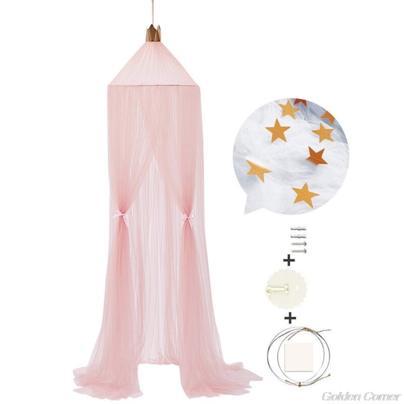 Mosquito Net with Stars Hanging Tent Baby Bed Crib Canopy Tulle Curtains for Bedroom Play House Tent for Kids Room M18 21: -PK