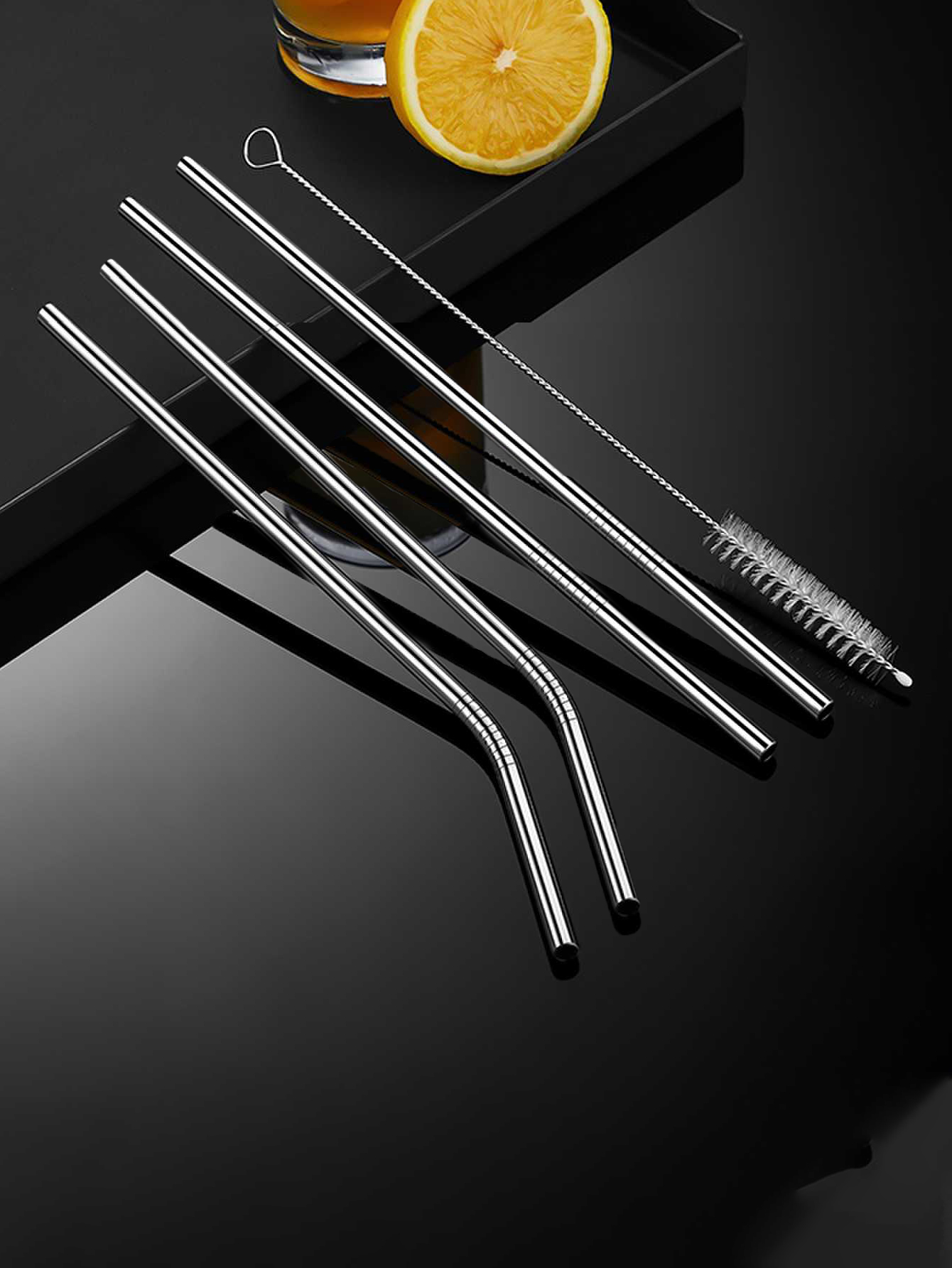 Set of 4 Stainless Steel Straws Set Eco Friendly Drinking Straw Party Favor Bar Accessory Reusable Metal Straws