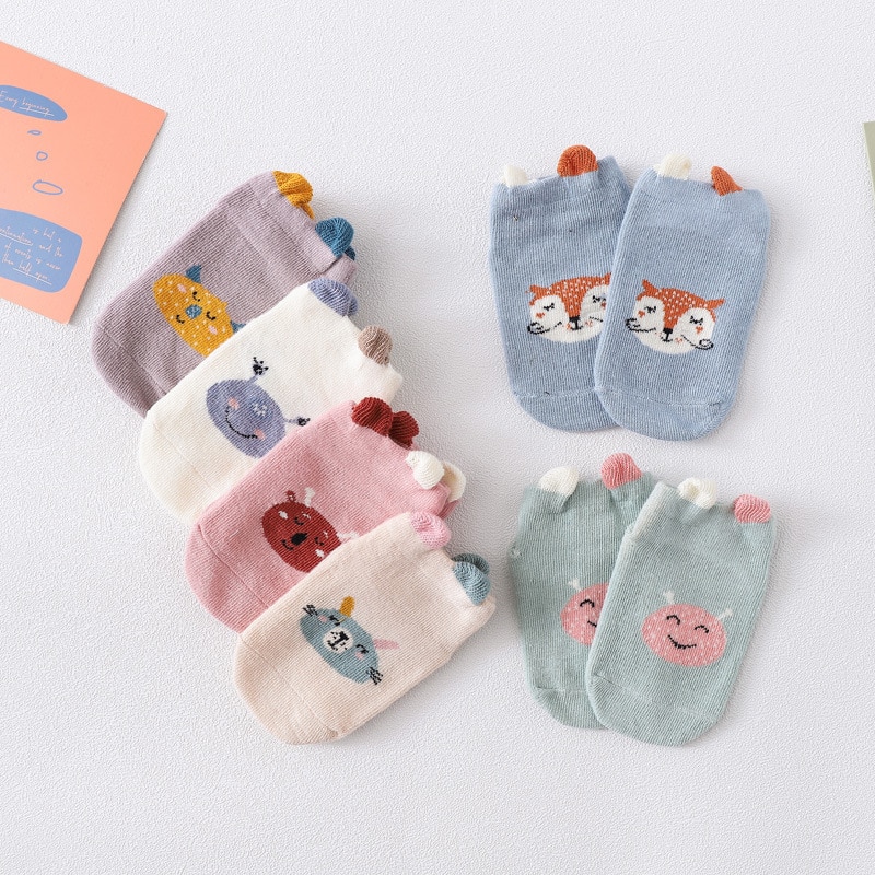 automne printemps coton bébé antidérapant enfants dessin animé fille chaussettes newbron 6 paire = 12pc = lot caractère 0-2year