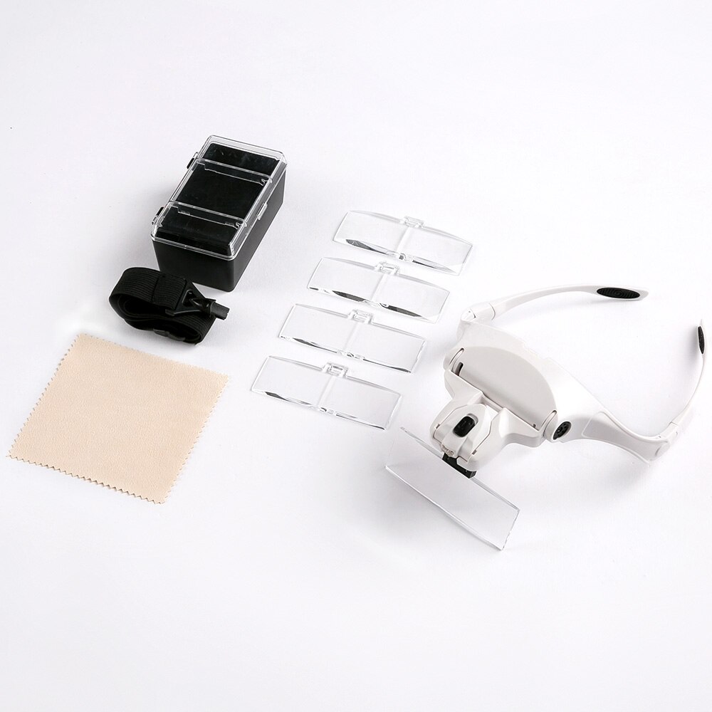 Förstoringsglas med led lampor lampa utbytbar lins 1.0x/1.5x/2.0x/2.5x/3.5x verktyg reparation läsförstoring: Fyrkantig lins nobox