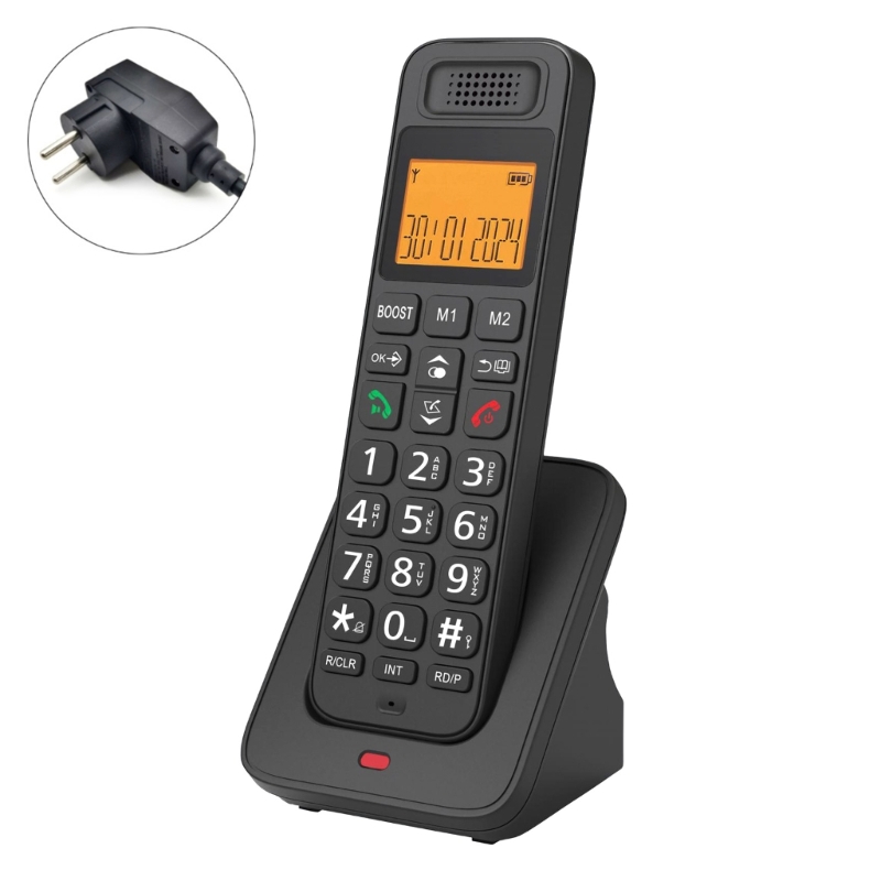 D1018 Handheld-Schnurlostelefon-Heimtelefon mit klarer Klangqualität und geringer Strahlung für Familien: Black