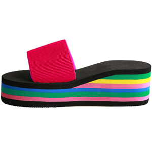 Sommer kvindesko platform badetøfler kile strandflip flops højhælede hjemmesko til kvinder mærke sort eva damesko: Lyserød / 37