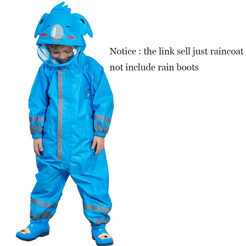 Chubasquero para niños de 3 a 10 años, Mono para niños y niñas con capucha, ropa de lluvia para bebés de dibujos animados de una pieza y pantalones reflectantes de seguridad: blue / L