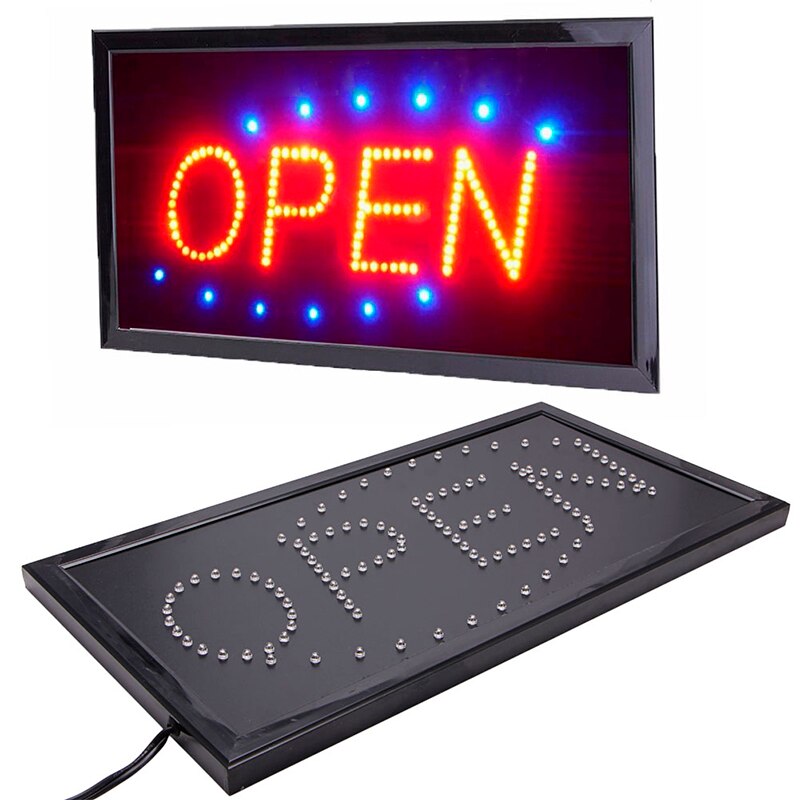 Cartel abierto de tienda de negocios, LED, neón, movimiento animado, brillante, 110V