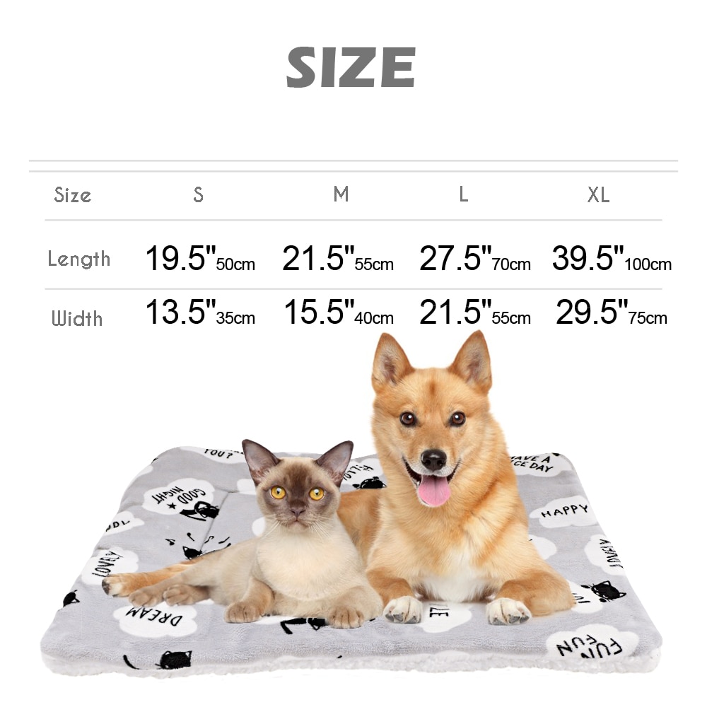 Varm hund dyrematte myk fortykningstrykk høst og vinter katt hundeseng pute teppe for små middels store hunder katter sml xl