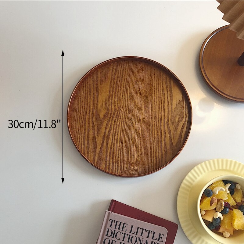 Houten Dienblad, Rond 37,5 cm, Massief Hout, Zwart, Thee Koffie Snack Eten Maaltijden Plaat Houten Dienblad, Rond 37,5 cm, Massief Hout, Zwart, Thee Koffie Snack Eten Maaltijden Plaat