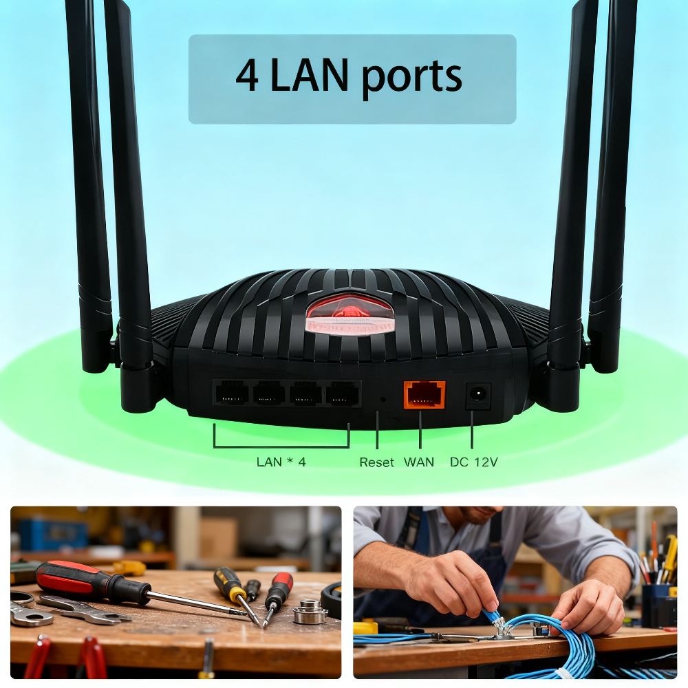 1200M WiFi Router with External Antenna,Dual Band 2.4&5GHz Network Card, Gigabit Port &Wireless Signal Repeater/Booster for Home