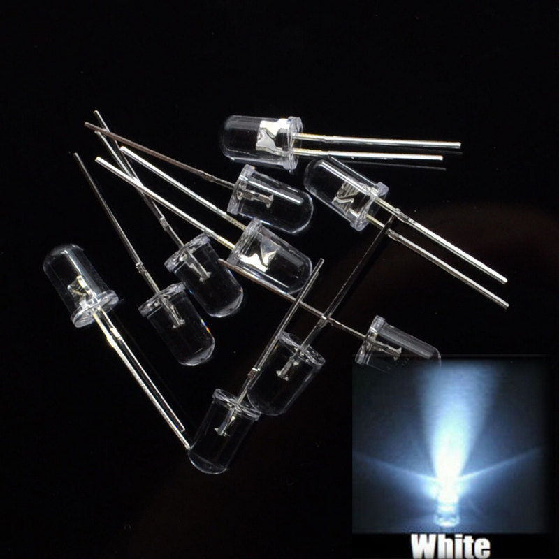 100 stuks / 5mm ronde superheldere witte led-lichtdiodekit