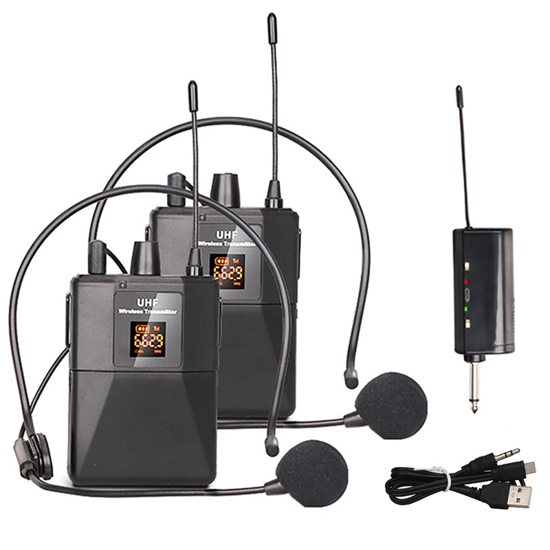 Kabelloses Lavalier-Mikrofon-Headset-Mikrofon mit Absender, Empfänger, LED-Anzeige, Taschensender für Höhle Unterricht von Live-Auftritten: Orange