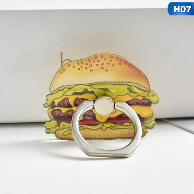 Anello universale in metallo con supporto per cellulare supporto per patatine divertenti hamburger per caffè anello per telefono con motivo