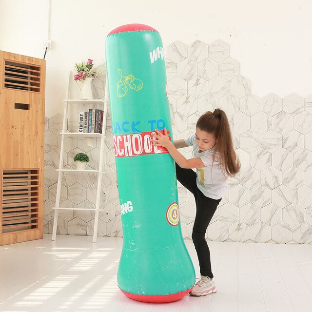 Inflatable Stress Punching Tower Bag Boxing Standing Water Base Training Fitness Pressure Relief Bounce Back Sandbag 1.6M: 1.6m blue