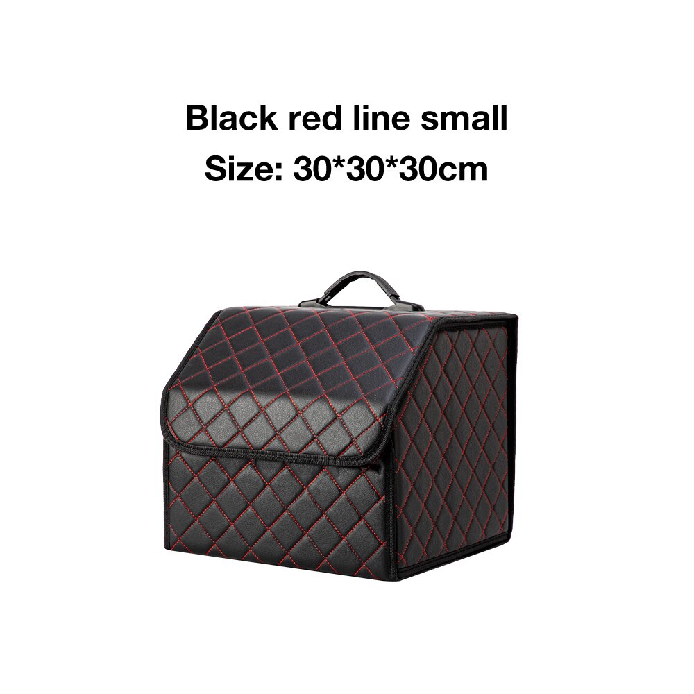 Auto Kofferraum Organizer Kasten Lagerung Tasche Auto Müll Werkzeug Tasche PU Leder Falten Fracht Lagerung Verstauen Aufräumen Auto Veranstalter: Platz  zurück rot S