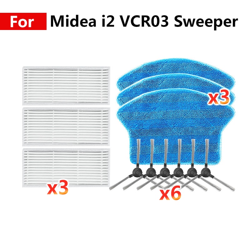Til midea  i2 vcr 03 hjemmerengøring fejemaskine udskiftning tilbehør sidebørste filter moppe klud vandtank reservedele husholdning