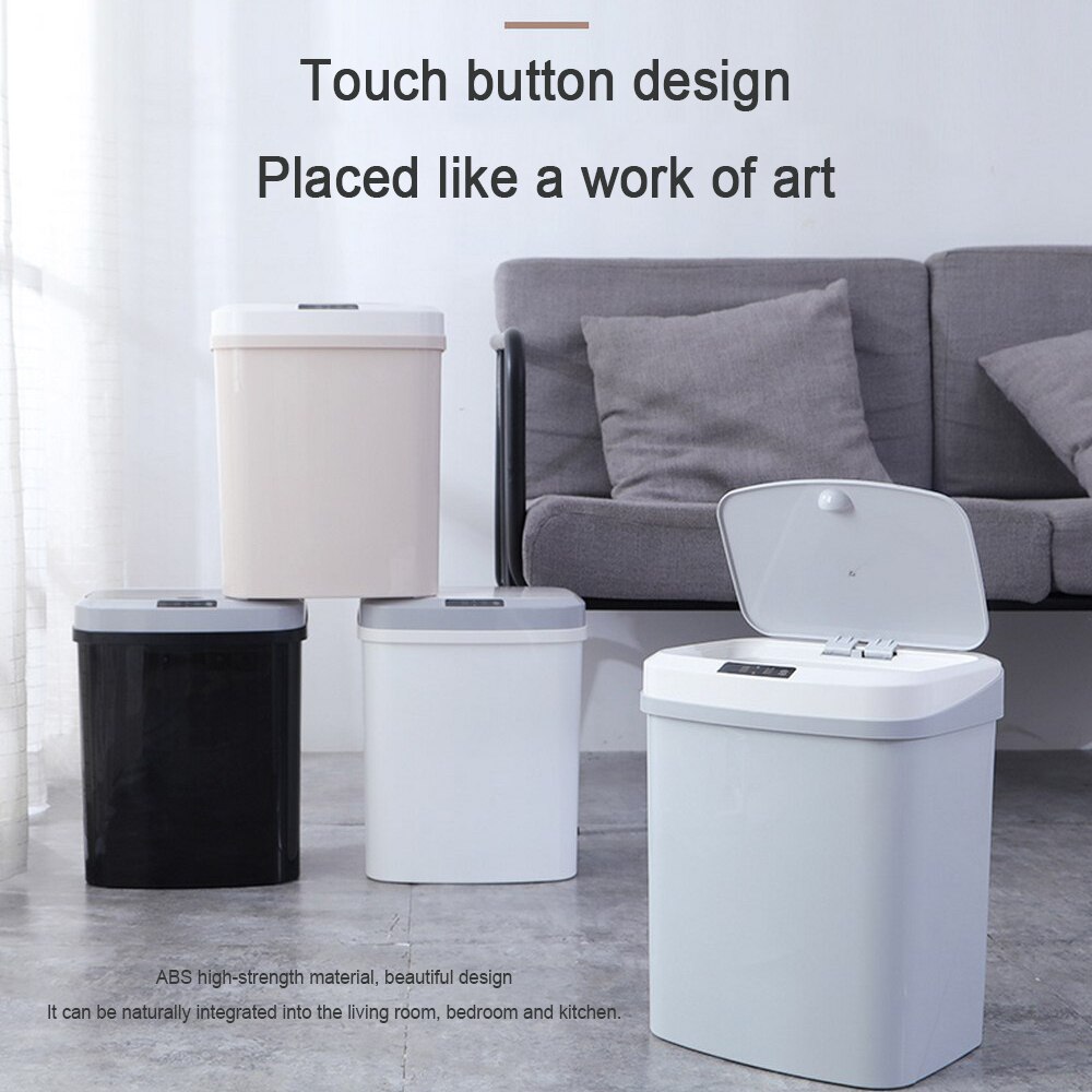 Automatic Intelligent Trash Can Bathroom Rectangular Sensory Bucket Garbage Waste Bin Sensor Home Living Touch Rubbish Storage