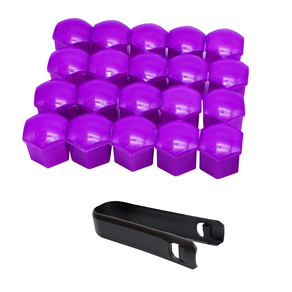 Tapas de tuercas de rueda de coche, tapas de protección antióxido, tapón de tornillo de tapacubos para automóvil, tuerca para neumático, Perno, decoración Exterior, 17mm, 20 piezas: Morado