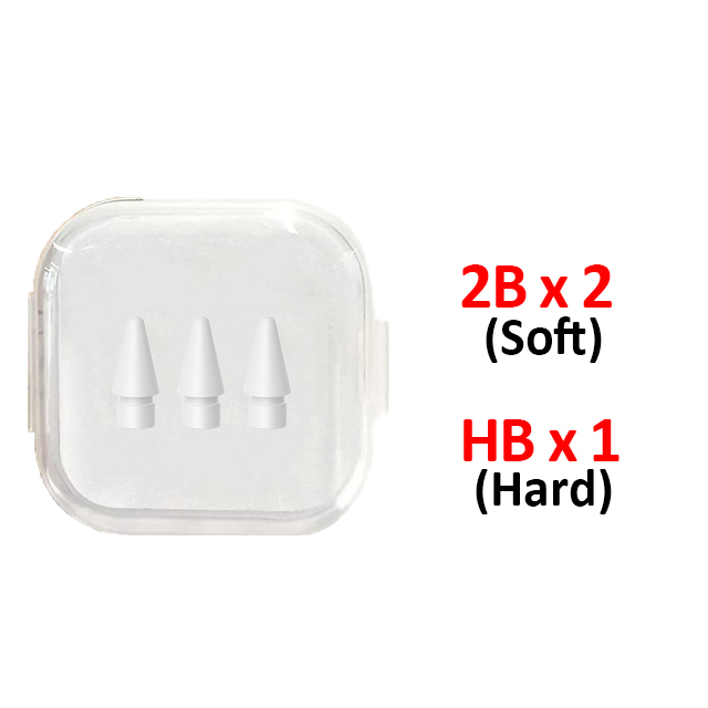 Uogic 3PCS Pencil Tips for Apple Pencil 1st/2nd Generation 2B/HB Both Soft and Hard Tip For Apple Pencil 1 2 iPad Stylus Nib: 2B x 2 HB x 1