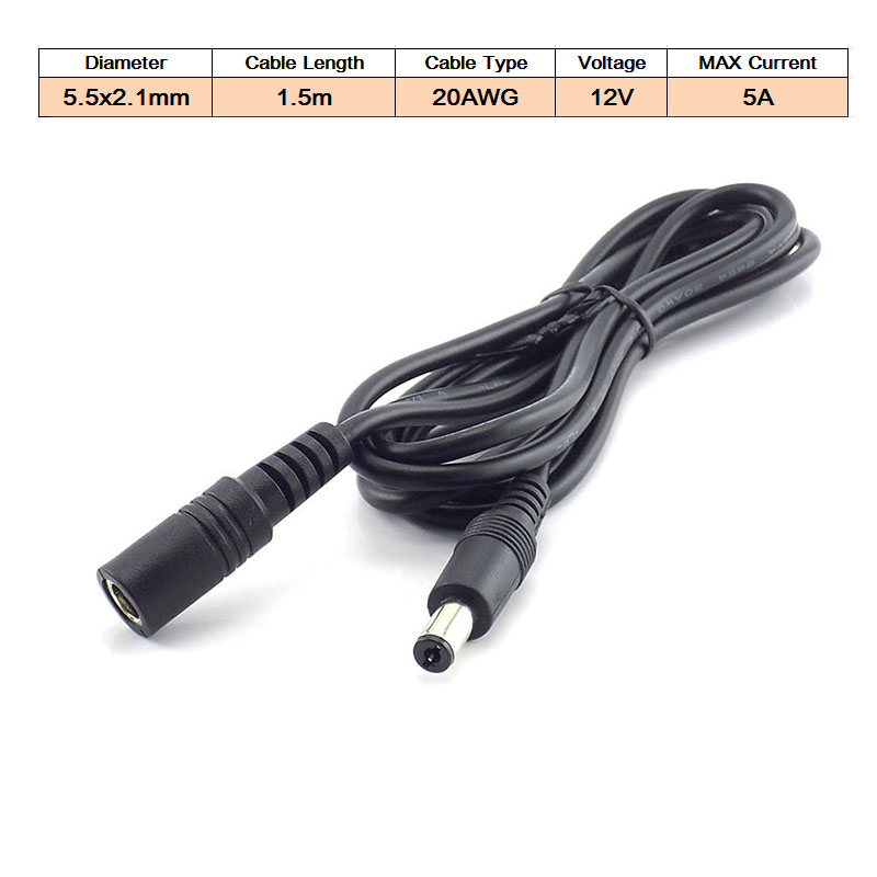 DC Vrouw naar Man Verlengsnoer 5V 2A 3.5x1.35mm/12V 5A 5.5x2.1mm Plug Jack Connector Kabel Voeding Adapter Lijn: Oranje