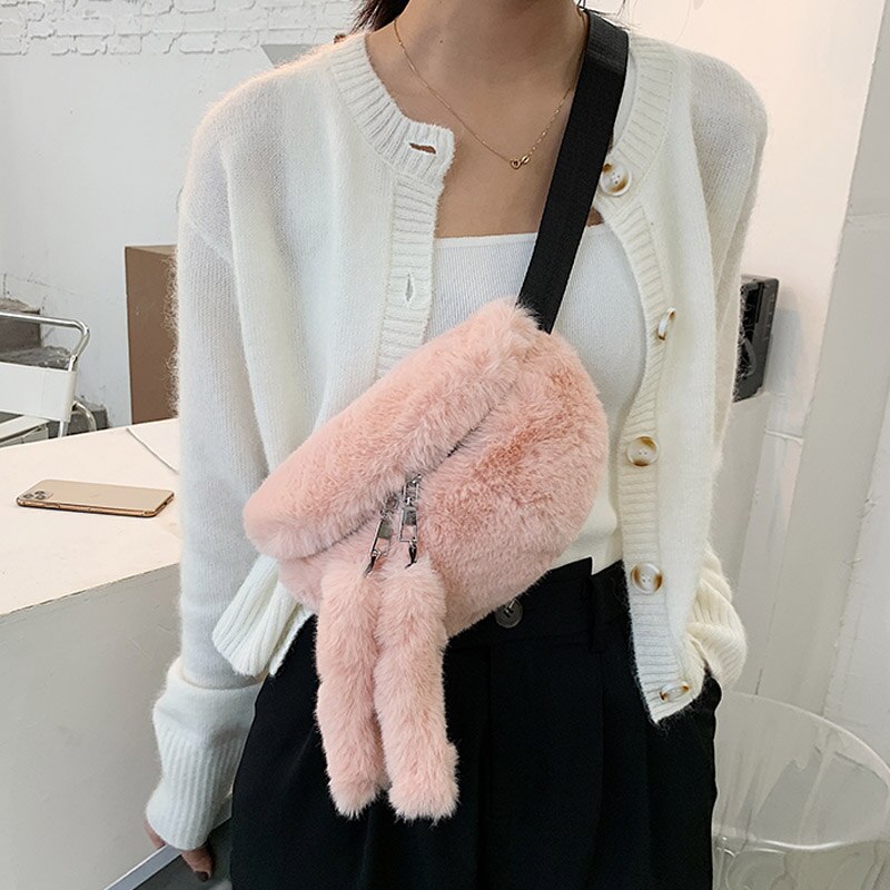 Trendige gürteltasche für damen, winter-samt-brusttasche, einfarbige schultertasche, bauchtasche, damen-outdoor-sportgürtel