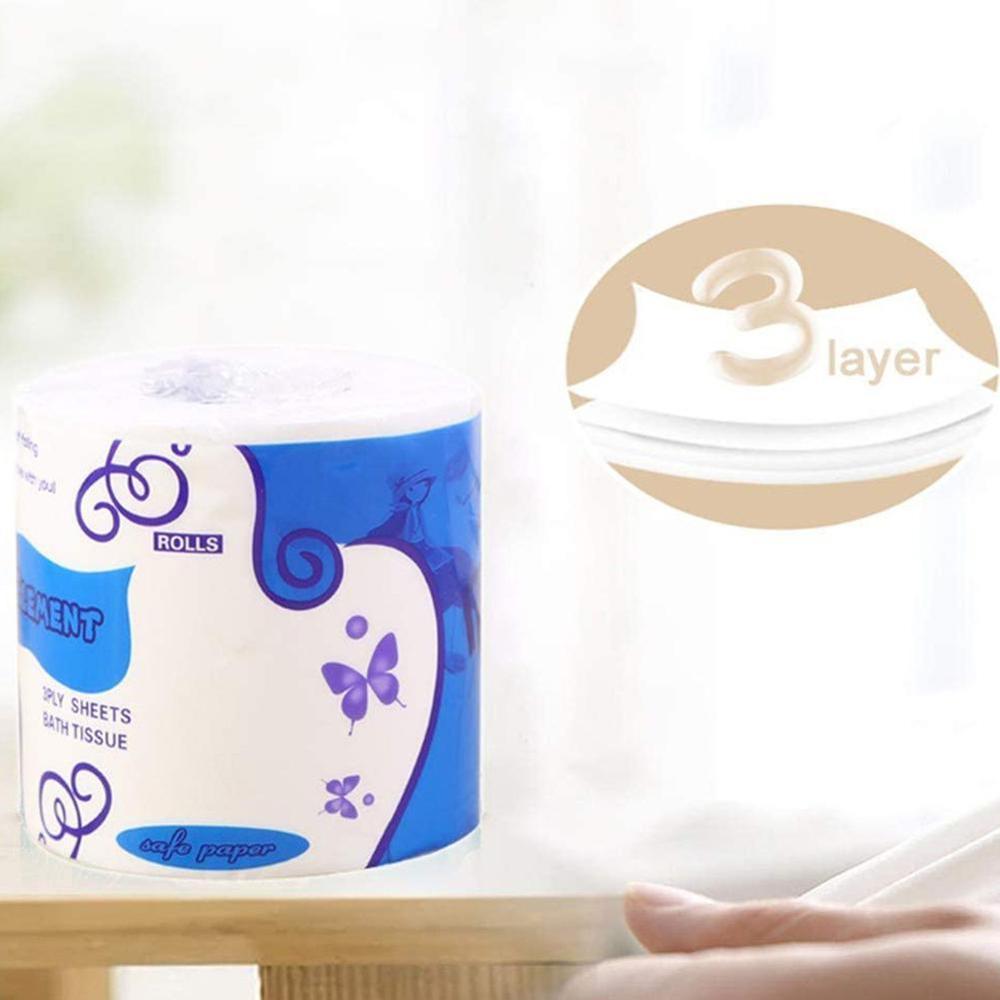 1 roll Soft Toilet Paper 3 layers Tissue Rolling Paper Household Toilet Paper For Home Kitchen Travel Roll Bathroom Product Whit