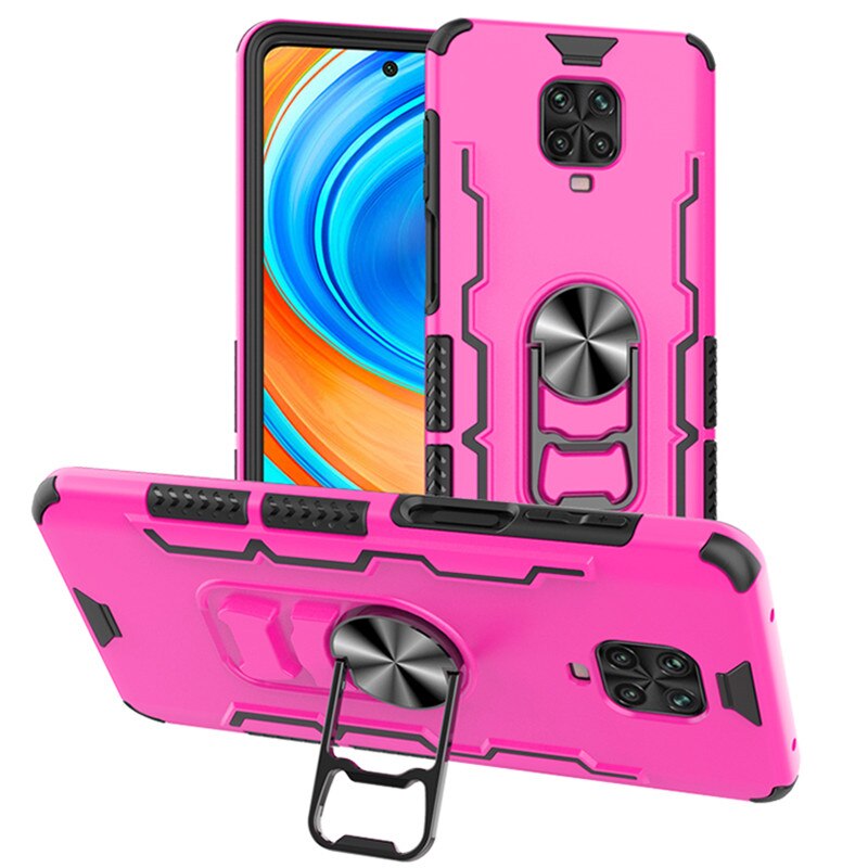 For Xiaomi Redmi Note 9S Case Car Holder Ring Phone Back Cover for Redmi Note 9 Pro Max Shockproof Armor Case: For Redmi Note 9S / Pink