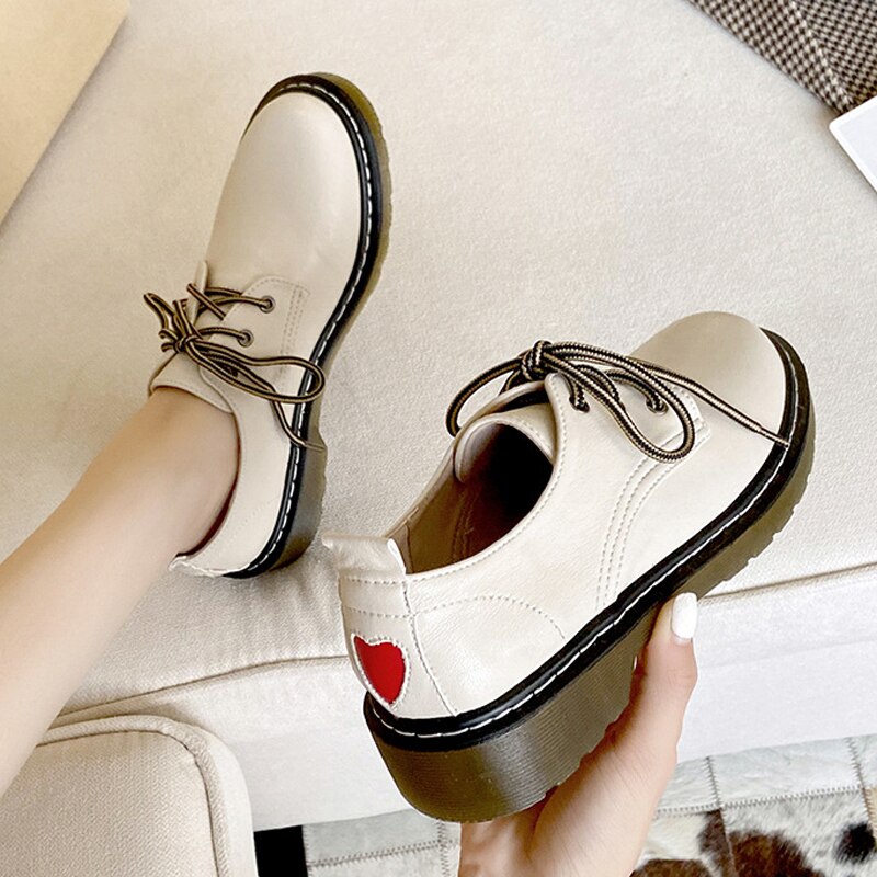 Natascha kvinde flats oxford sko dame mærke sneakers kvinder snøre flade tykbundede platform loafers rund tå casual pu