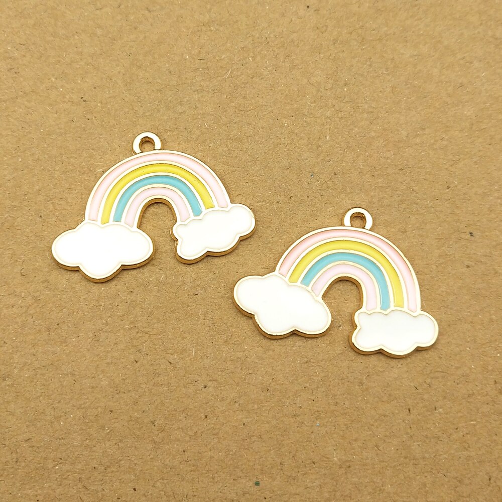 10pcs enamel rainbow charm for jewelry making and crafting earring pendant necklace bracelet charm: number 2