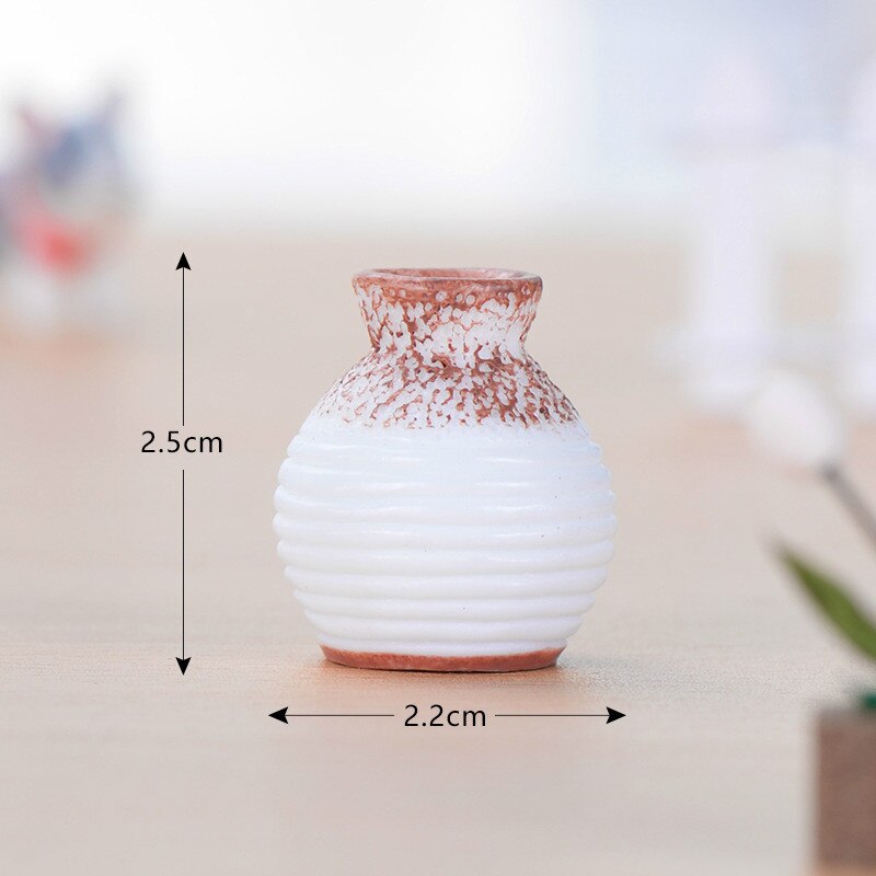 Simuleringsvas mini jardiniere harts hantverk miniatyrväxt älva trädgårdstillbehör fotografi rekvisita gör-det-själv inredning: Ljusbrun