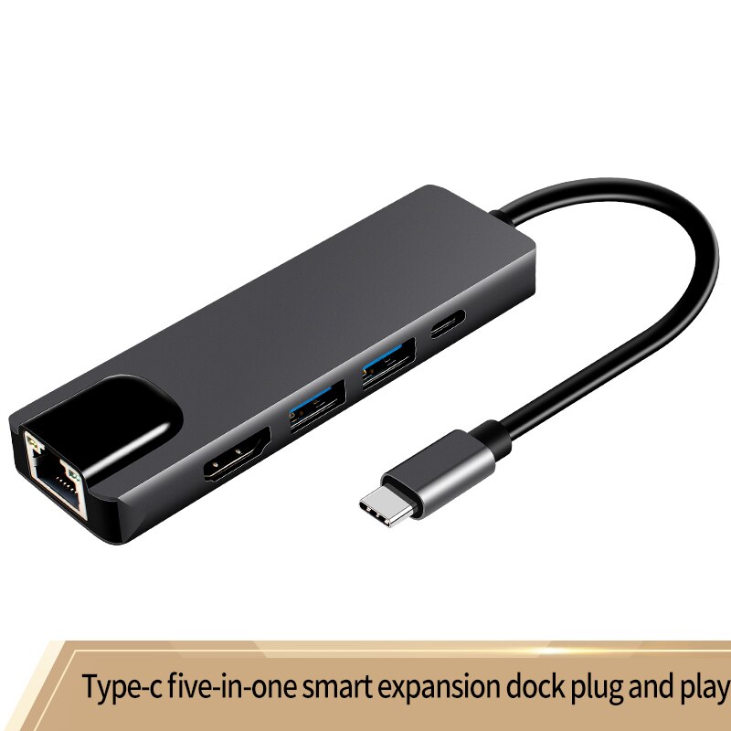 -5 in 1 usb type c hub hdmi 4k usb c hub til gigabit ethernet  rj45 lan adapter til mac book pro thunderbolt 3 usb-c oplader