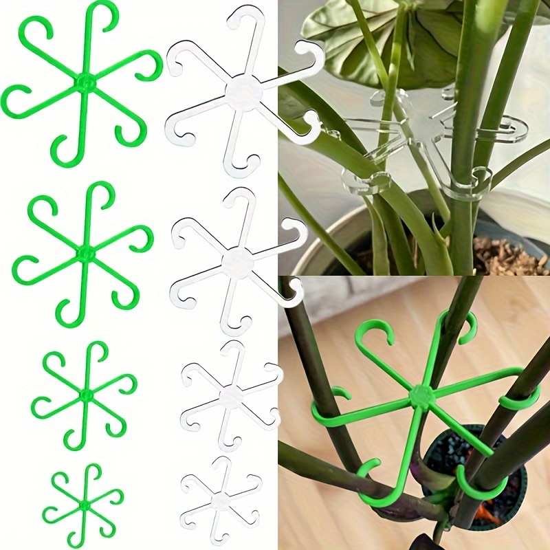 4 stuks plastic plantensteunclips, groene wijnstokklimbeugels, verstelbare tuinplantenstengelclips voor vaste en rechtopstaande groei