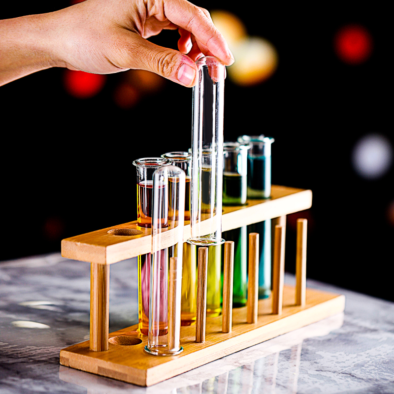 6Pcs Test Tube Cocktail Glass With Wood Rack Wine Glass Cup Shot Glass Home Bar Party Barware vasos de vidrio