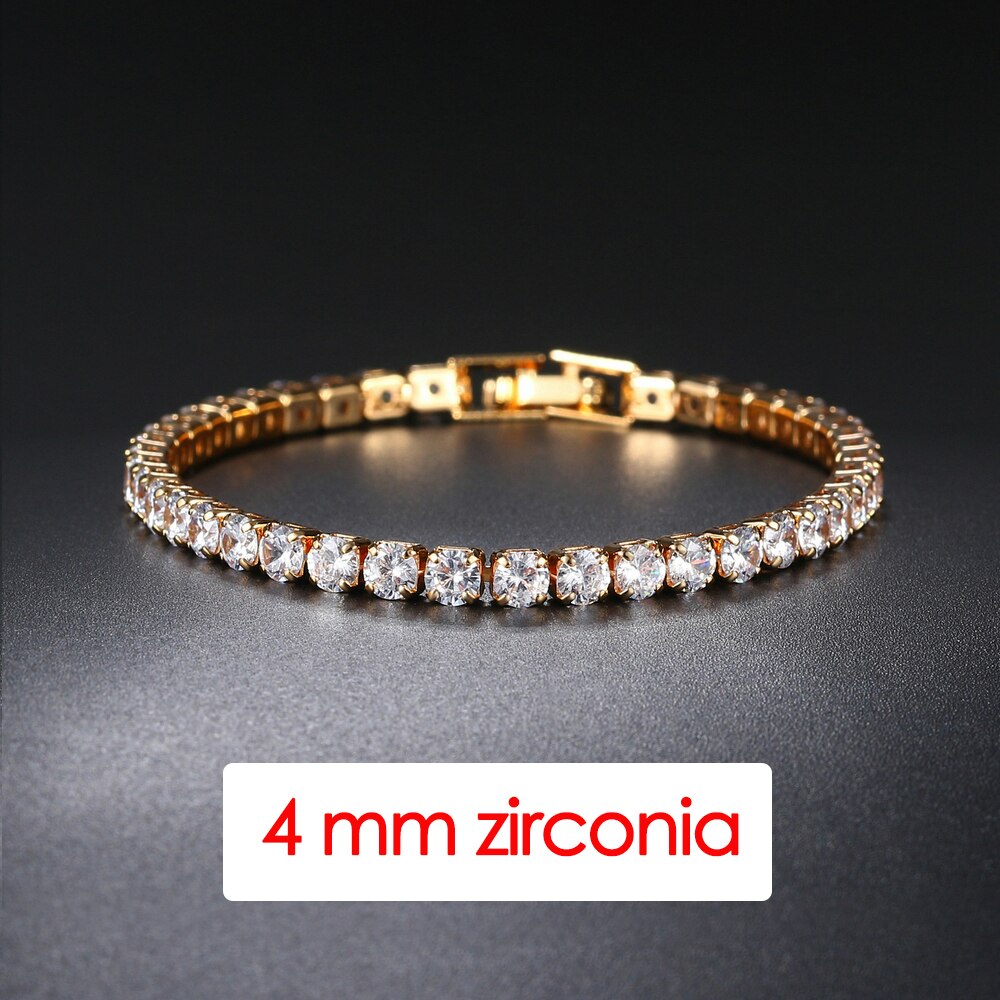 Dames tennisarmband hiphop trendy aaa+ kubieke zirkonia zilverkleurig tiener meisje kristallen ketting aan de hand bruiloft sieraden  h086: 17cm / Bruingeel