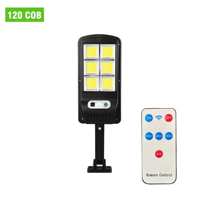 Solar Sensor Lamp Street Lights 128 LED COB Wall Powered Rechargeable Waterproof Wireless Remote Control Solar LED Light Outdoor: 120COB with Control