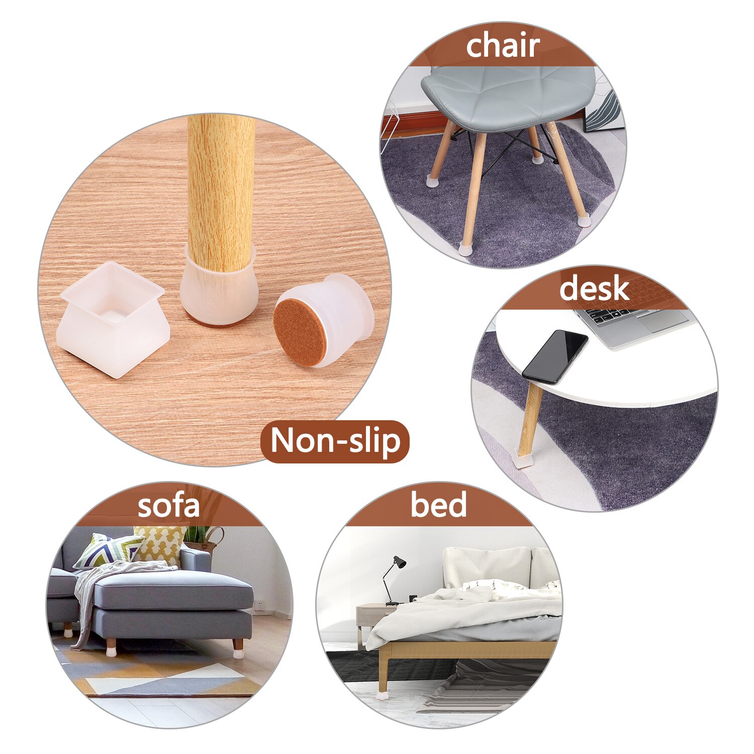 16Pcs Meubels Stoelpoot Caps Met Vilt Rubber Voeten Protector Tafel Voeten Cover Floor Protector Antislip Bureau stoel Pad Mat Caps