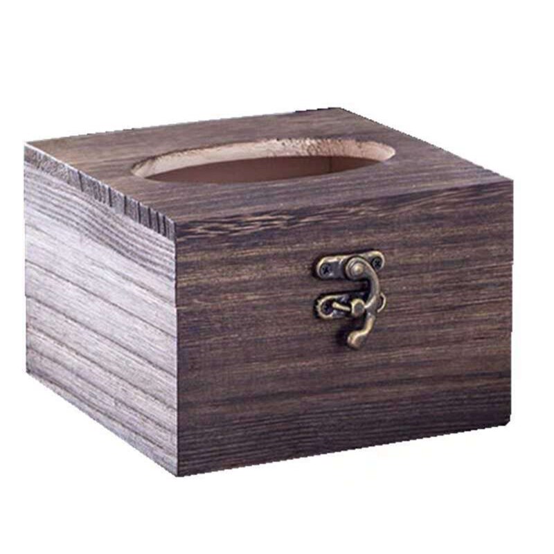 Wood Tissue Box Napkin Cover Home Hotel Pub Cafe Car Paper Holder Case Bathroom Facial Tissue Box Holder Cover Napkin Dispenser: 13x13x7 cm