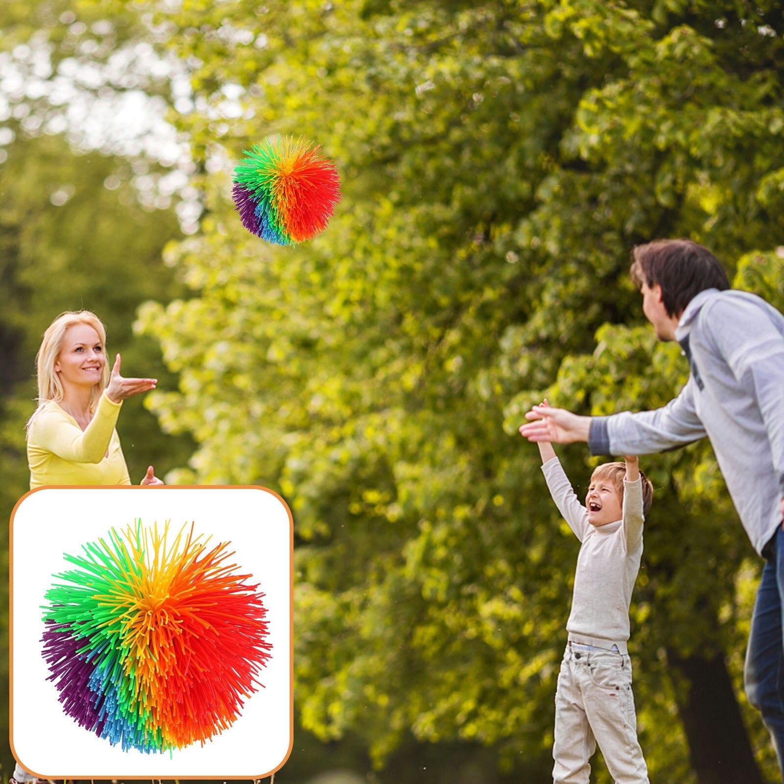 Silicone Bouncing Fluffy-Jugging Ball Rainbow Monkey Stringy Balls Stress Reliever Toys Decompression Fidget Toy