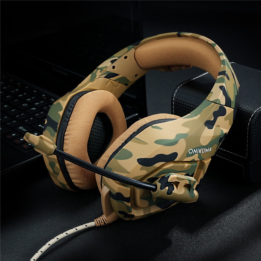 Onikuma  k1 camouflage  ps4 headset bass gaming koptelefoon game oordopjes microfoon voor pc mobiele telefoon xbox one tablet