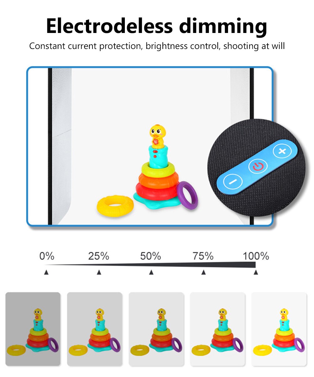 PULUZ Mini Folding Lightbox LED Ring Light Photo Studio Shooting Tent Box Kit 12 Colors Background USB Light Box for DSLR Camera