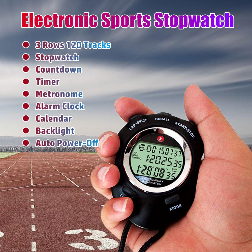 3 Reihen 120 Spuren elektronische Stoppuhr digitale Sport Countdown Holz Metronom Wecker Kalender Stoppuhr mit Hintergrund beleuchtung