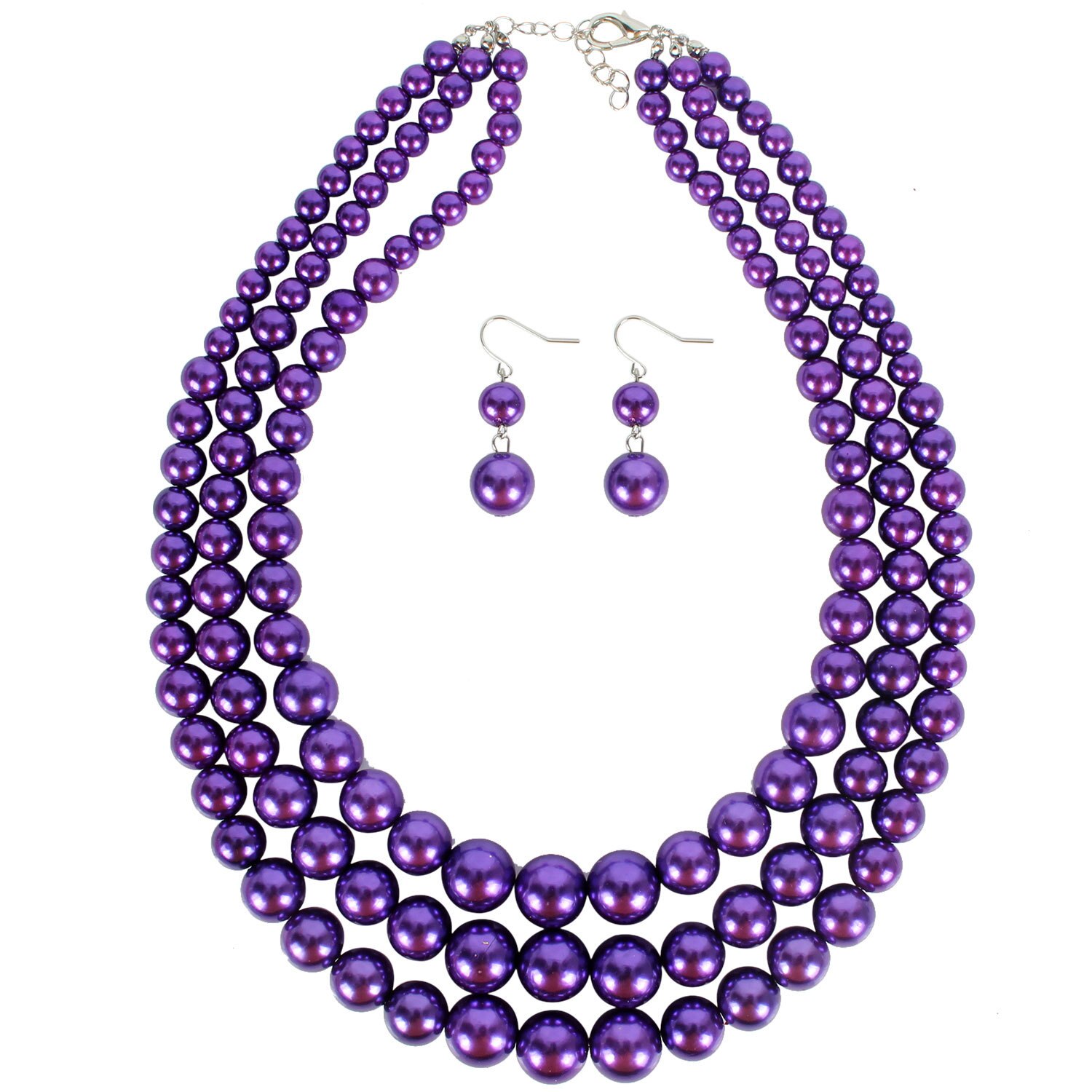 Handmade pearl fashionable and exaggerated in Europe and America lady's pearl string clavicle multi-layer Necklace: Violet