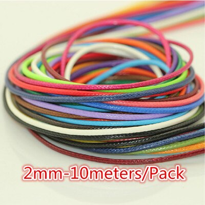 1mm 2mm vokssnor 10m/ parti blandede farver voks lædersnor snor rem reb til halskæde & armbånd smykker fremstilling af gør-det-selv tilbehør: 2mm 10 meter