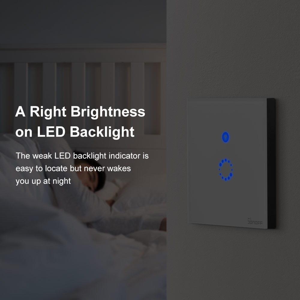 Itead SONOFF T4EU1C pas de fil neutre requis commutateur Wifi Smart mur interrupteur tactile interrupteur de fil de feu unique e-welink contrôle