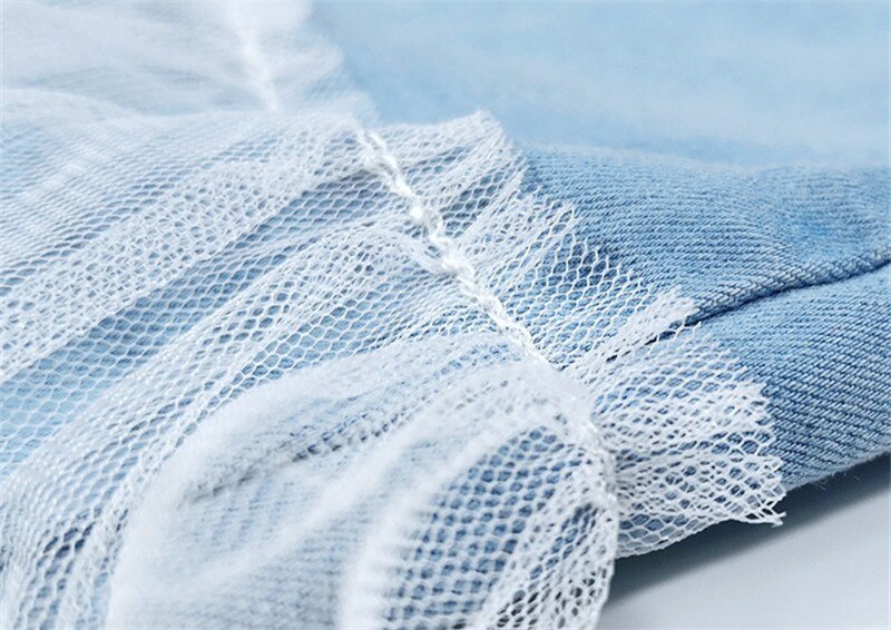 4 5 6 7 8 9 y piger nederdel koreansk denim mesh syninger børn pettiskirt afslappet elastik talje store piger nederdele sommer