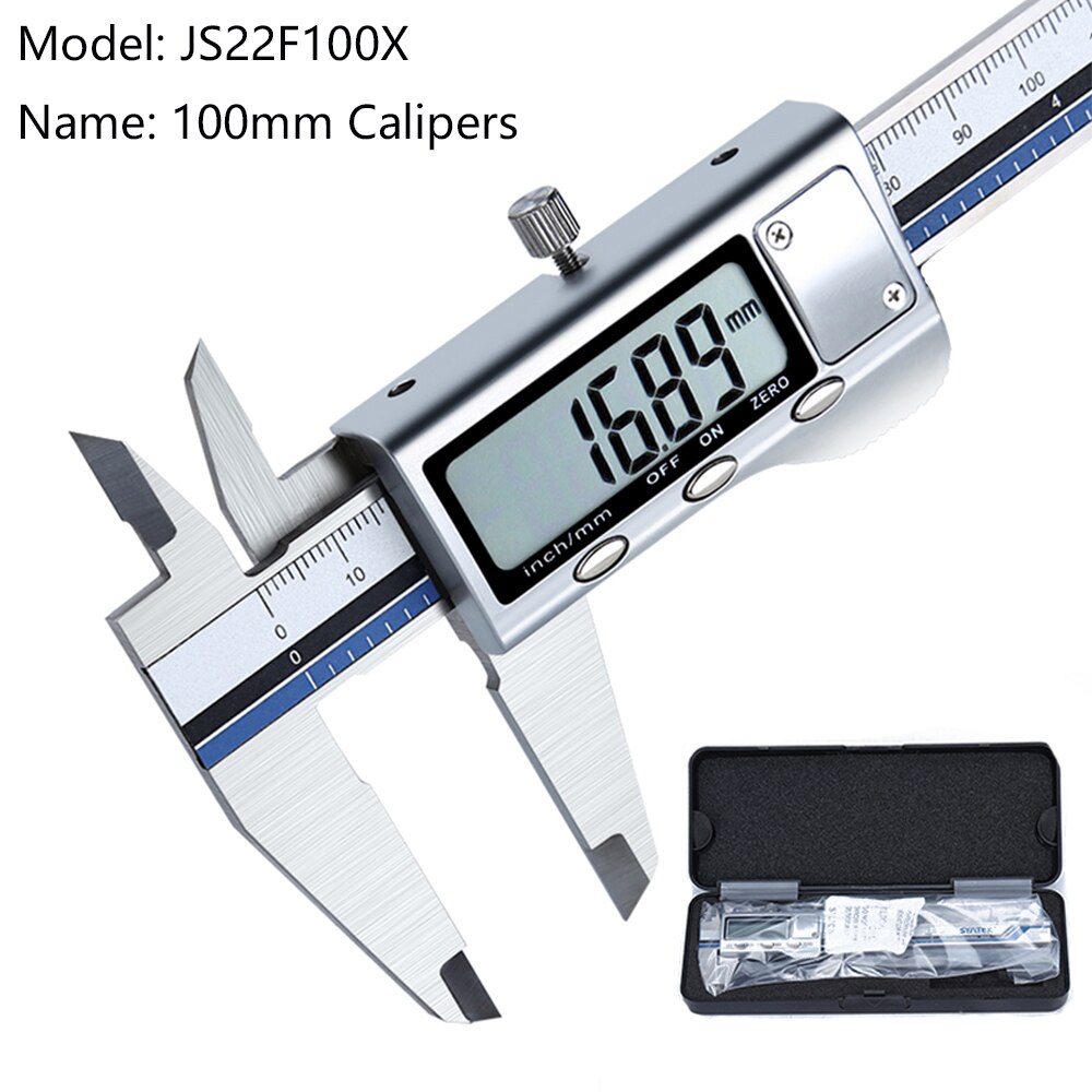 4/6-zoll 100/150mm Großen Bildschirm Digitale Messschieber Edelstahl Elektronische Messschieber Metall Mikrometer Mess Werkzeuge: JS22F100X-100mm